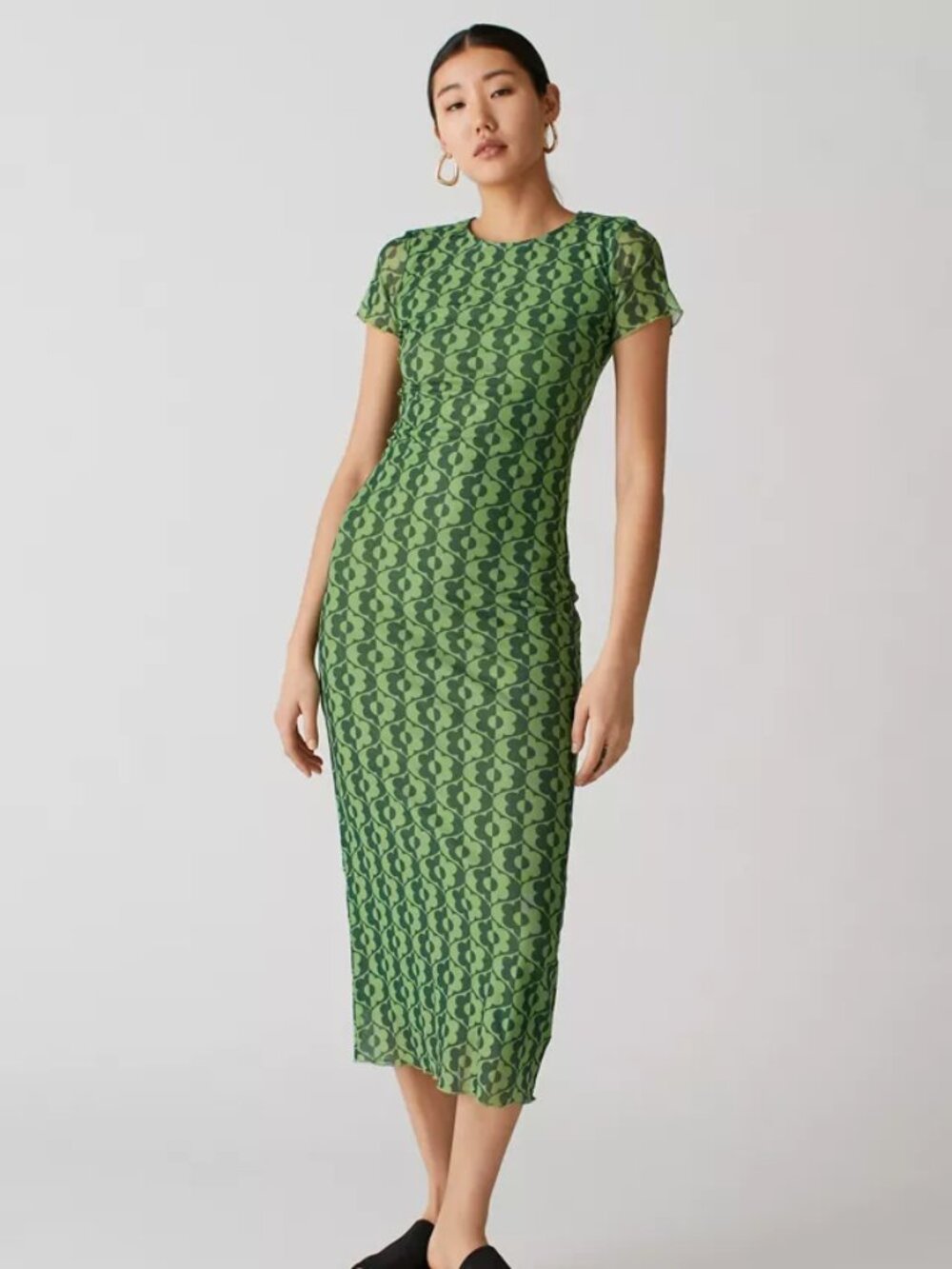 Motel Women's Happyella Midi Dress Wavy Daisy Green New with Tags (Choose Size)